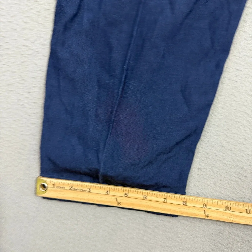 Vintage Samuelsohn Linen Pants Men's 34x30 Blue Pleated Trousers Dress Loose Fit